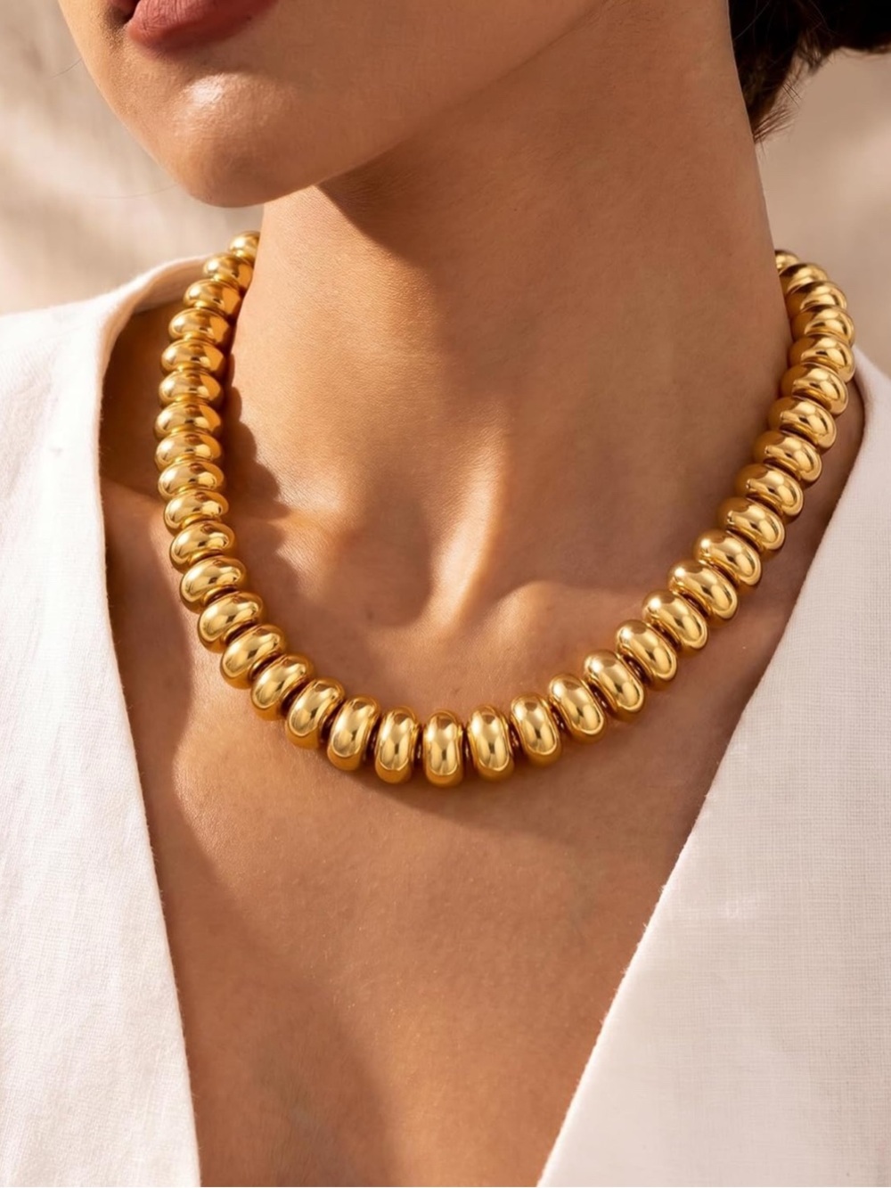 Gold Plated Bead Statement Necklace